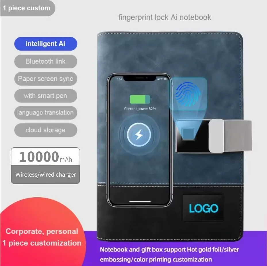 

A5 Ai Office Charge Notebook with Bluetooth Recording Document Correction Sync Pen Custom Notebook for Business