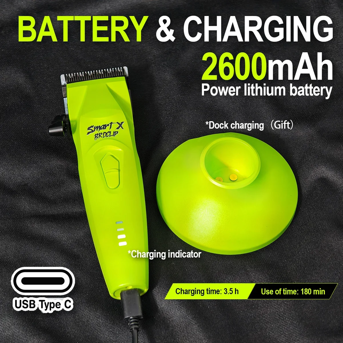 BRDCLIP S8193 Motor Tanpa Sikat 7200RPM Pemotong Rambut Elektrik Profesional Pemangkas Tukang Cukur Dasar Pengisi Daya Pisau Pudar DLC untuk Pria