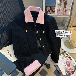 Cappotti trapuntati blazer corti Vintage Cardigan in Tweed nero Jaqueta Feminina giacca autunnale moda Chic Chaquetas abiti a maniche lunghe