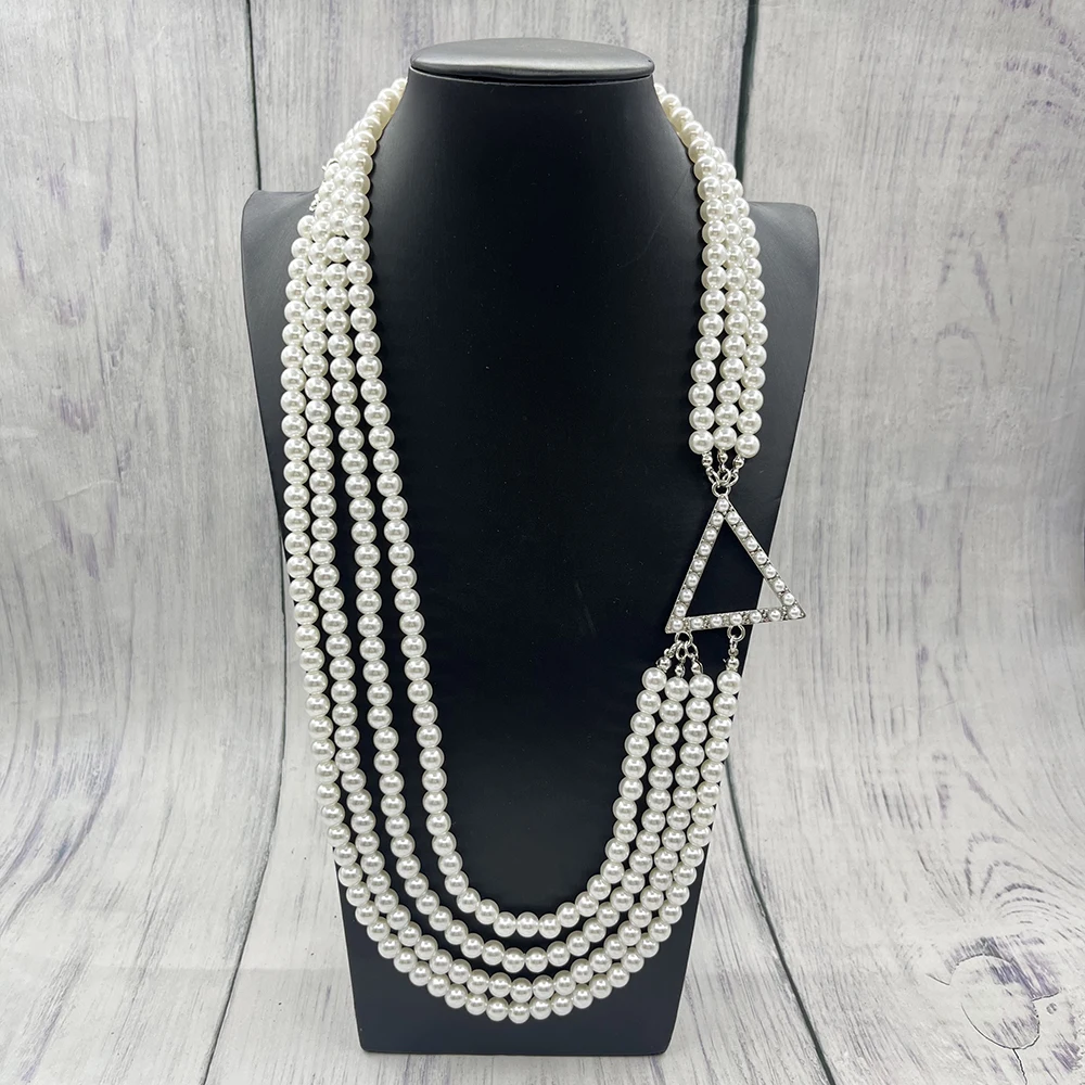 Delta New Design Multi-layer Pearl Pyramid Necklace