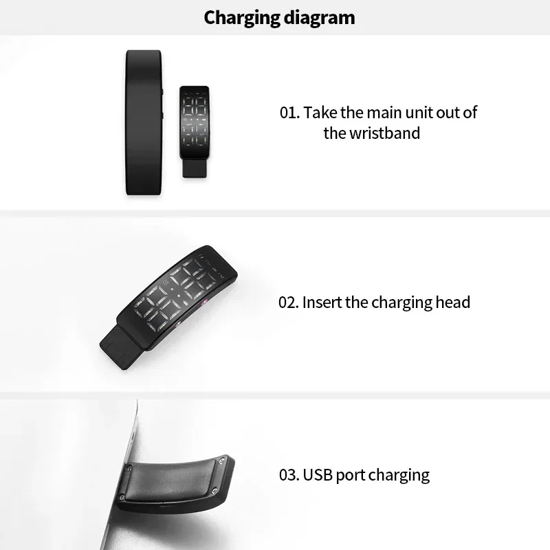 W5Sv สร้อยข้อมือสมาร์ทนาฬิกาปลุกสั่นสะเทือนเตือนการตรวจสอบการนอนหลับ 24 ชั่วโมง Pedometer สร้อยข้อมือแบบชาร์จไฟได้