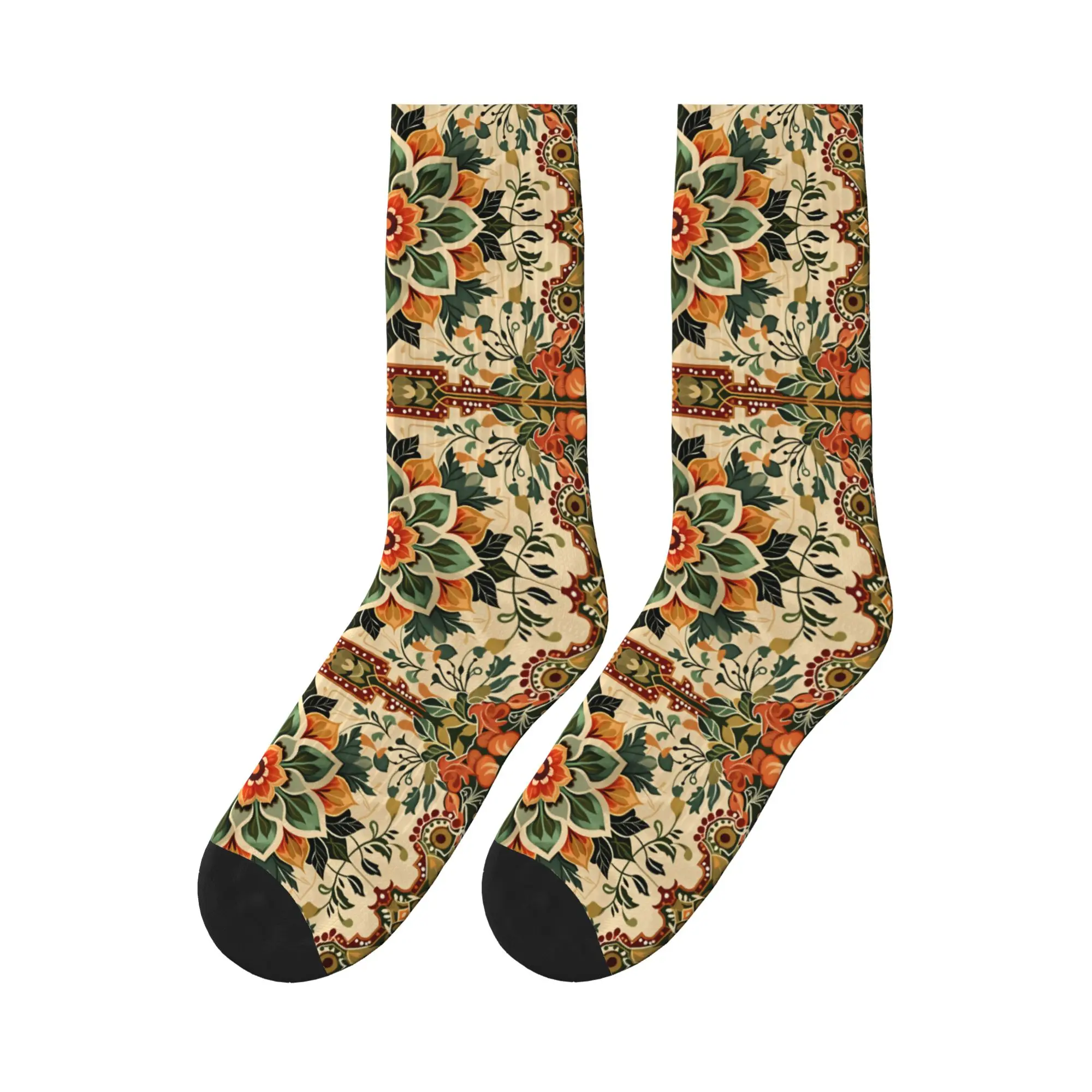 

Retro Flowers Orange And Yellow Flowers Stockings Kawaii Socks Men Quality Socks Spring Outdoor Printed Anti-Slip Socks Present