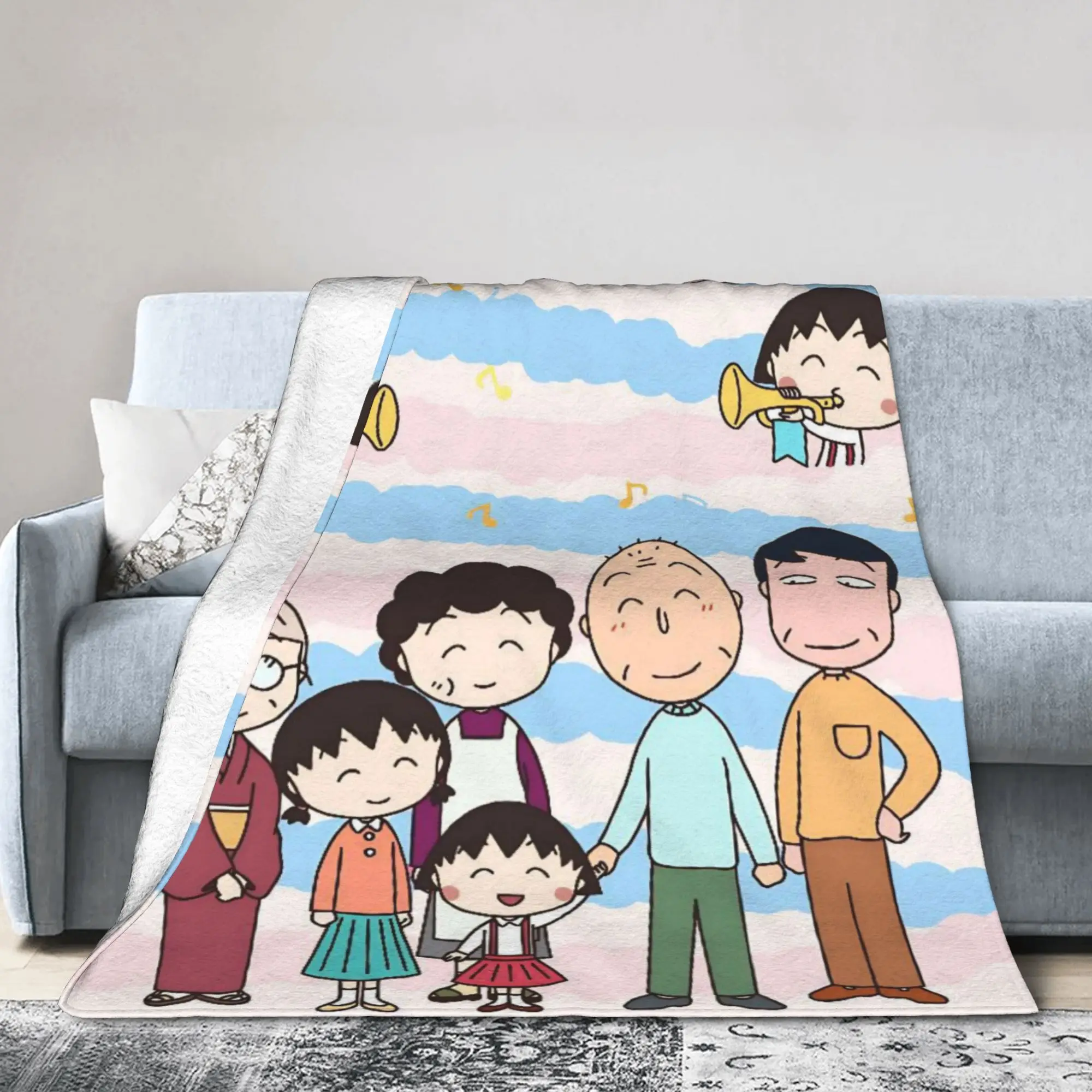 Marukos Family Music Love Trumpet Blanket Fleece  Lightweight Thin Throw Blankets for Bed Bedspread