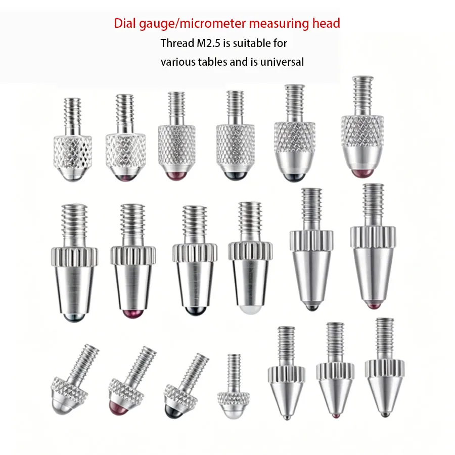 Dial gauge probe thread M2.5 standard measuring head tungsten steel ruby dial gauge high gauge probe universal