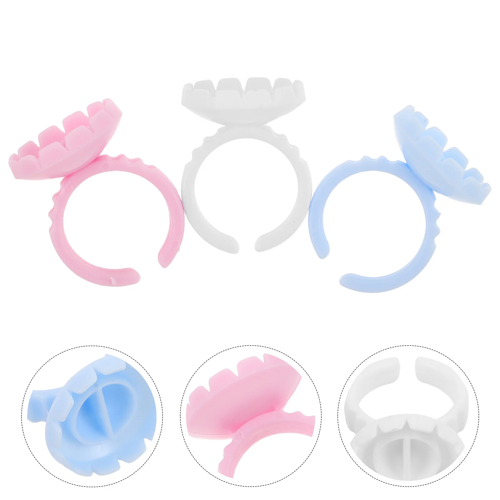 

300Pcs Eyelash Extension Glue Cups Professional Design Blue White Pink Stable Compact Lash Adhesive Storage Jar Holder