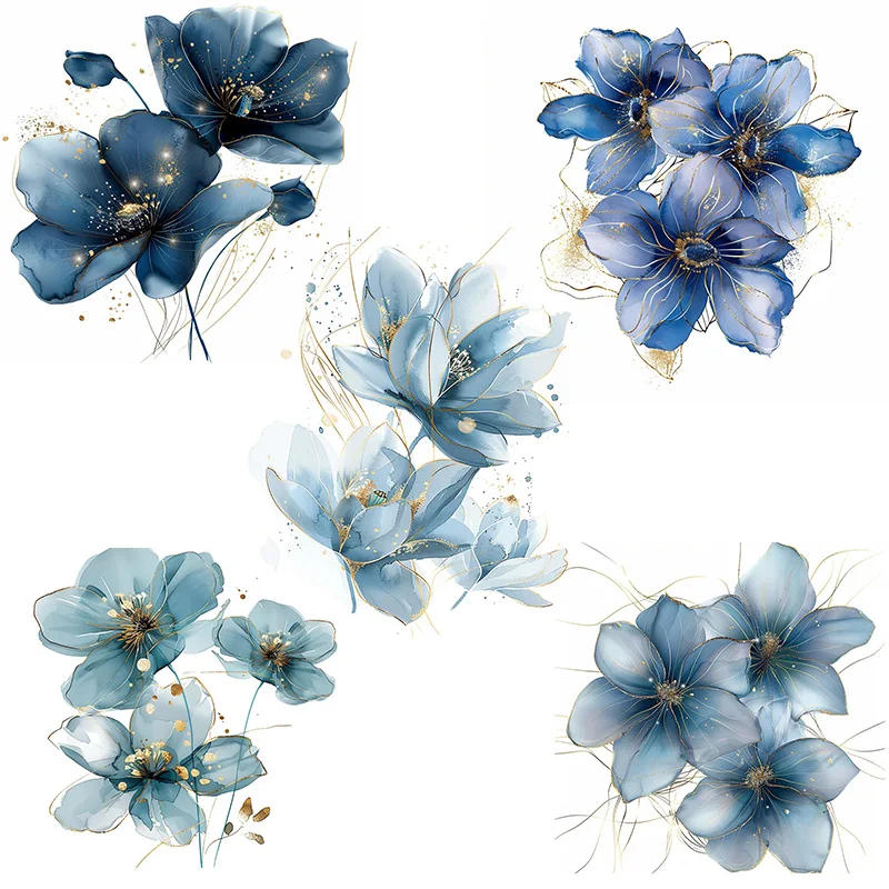 C1141# Watercolor Flowers  Toilet Stickers, Bedroom Entryway Living Room Porch Home Decoration Wall Stickers, Removable Stickers