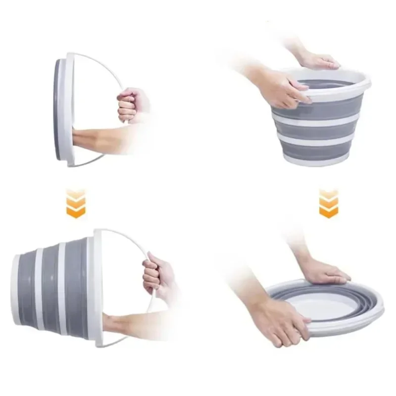 5l/10l foldable bucket with strong folding gallon silicone bucket flexible sturdy handle for hiking backpacking camping outdoor