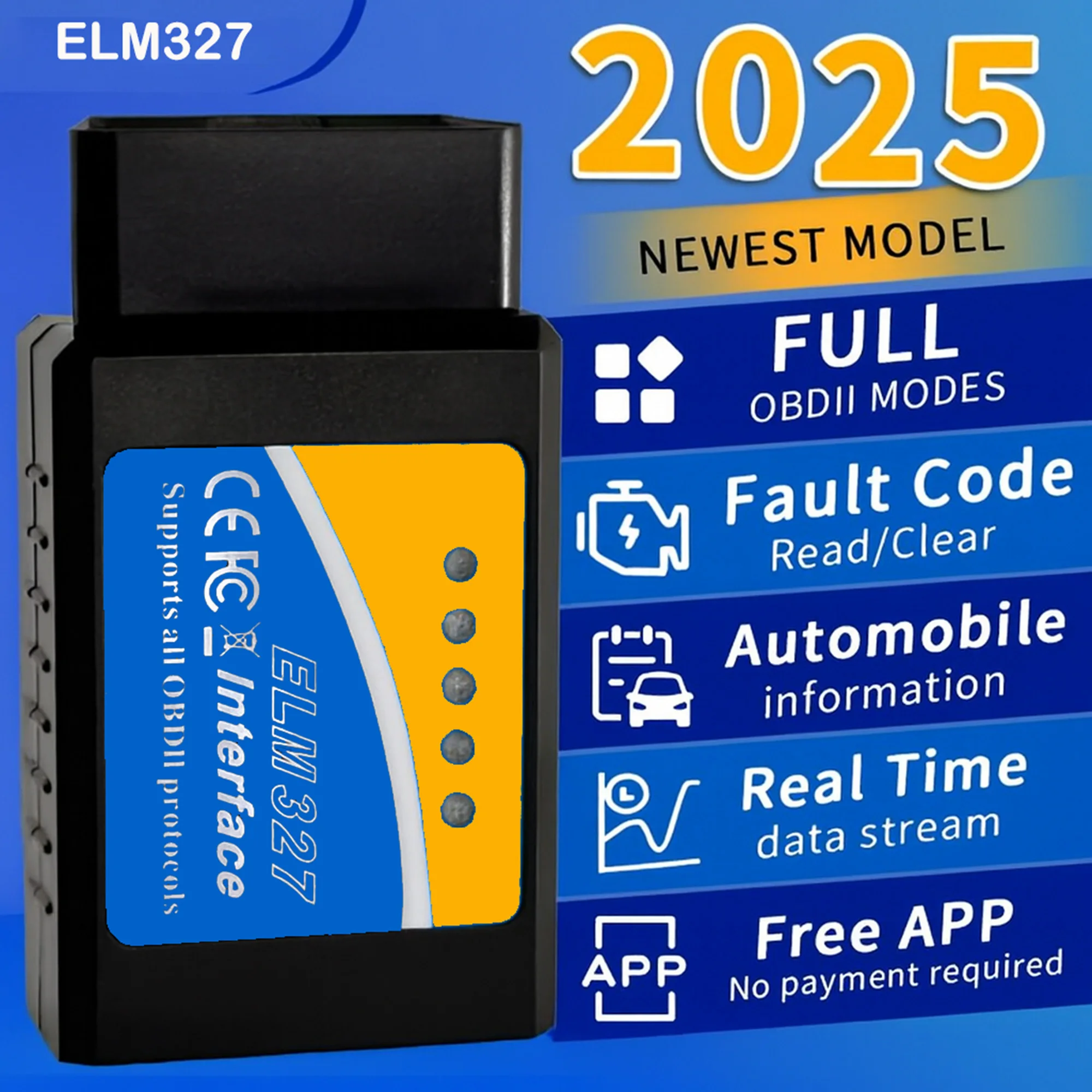 Car Code Reader ELM327 Bluetooth ELM 327 V2.1/V1.5 OBD2 Scanner for Android Car Engine Fault Diagnostic Tool OBDII Scan Tool