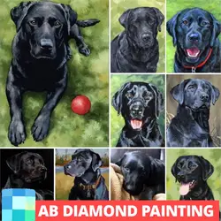 AB DIY Diamond Painting Black Dog Labrador Retriever Full Rhinestone Cross Stitch Diamond Mosaic Embroidery Christmas Gift
