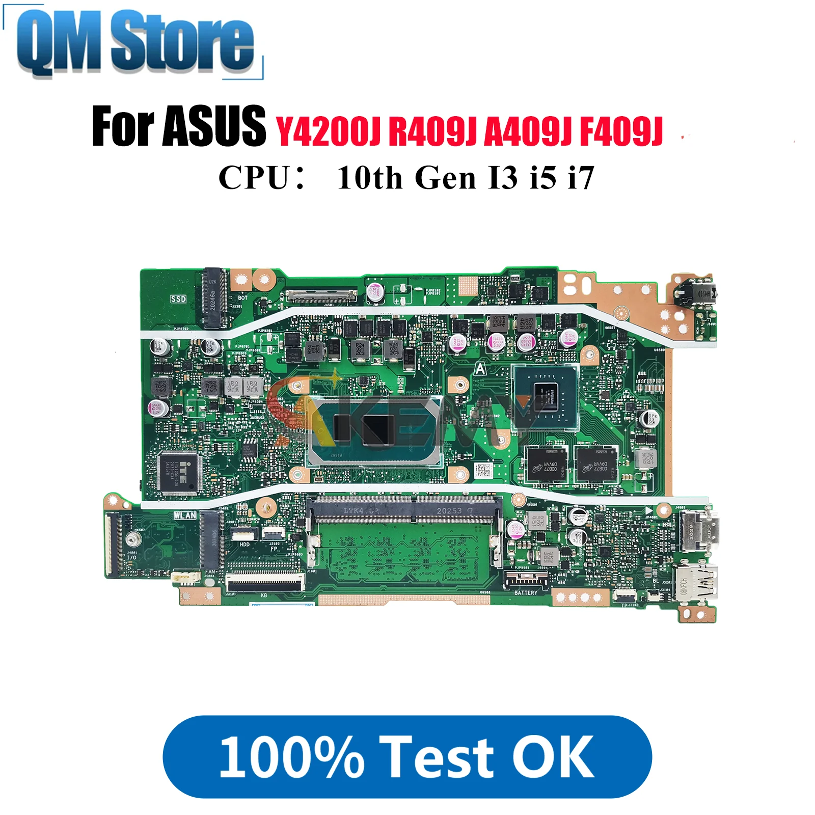 

X409JP Laptop Motherboard For ASUS F409J X409JB A409J A509J Y4200J F509J R409J X409J X409JP P1510CJA Mainboard 10th Gen I3 i5 i7