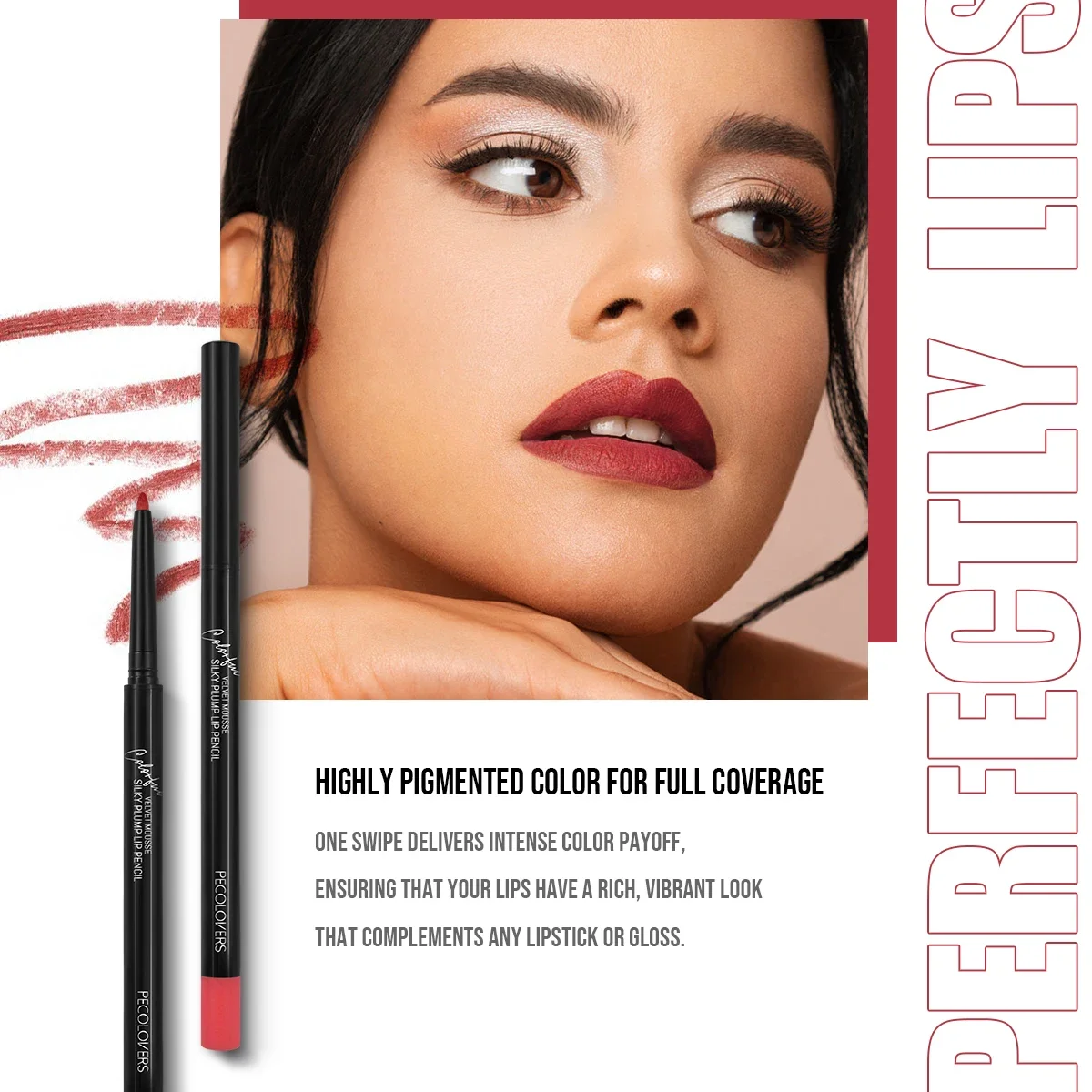 1 Pcs Matte Lip Liner, Waterproof Long-lasting Easy To Glide and Defind Lip Lines, Soft Velvet Texture Suitable for All Types