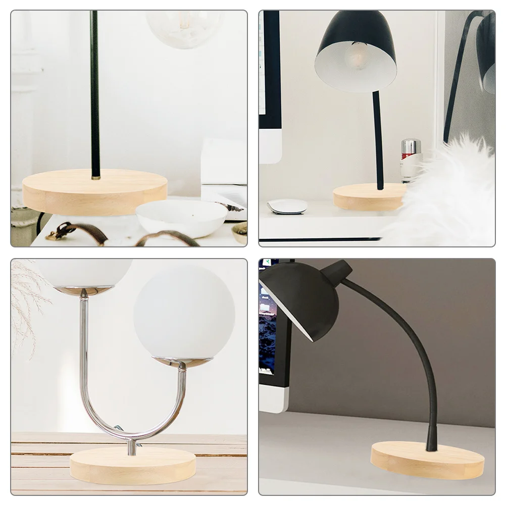 

Round Wooden Table Lamp Base Solid Wood Lamp Stand for DIY Desk Night Light Display Craft LED Base Home Office Decor