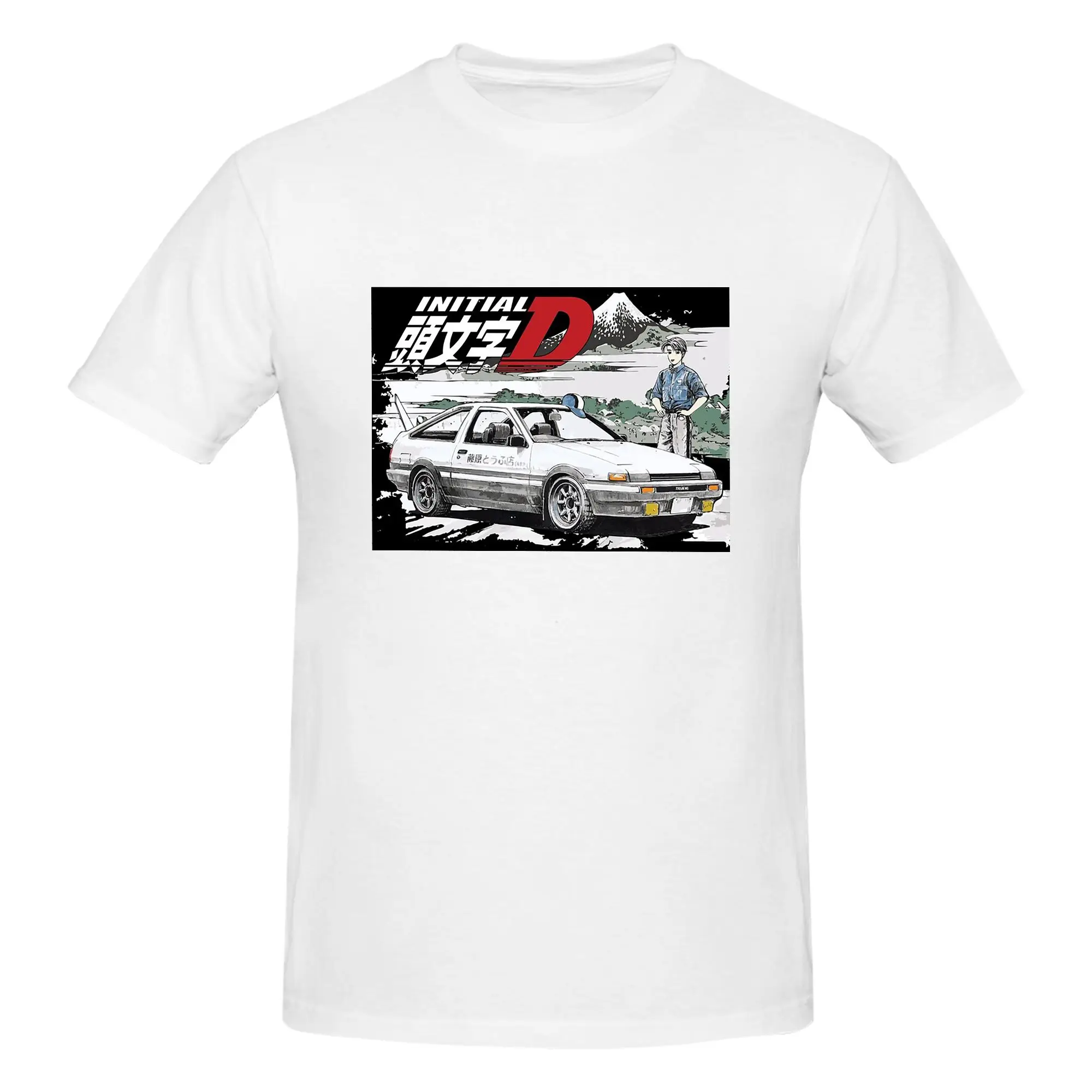 Initial D Deep Forest Drifting AE86 Takumi Raceway Men T-Shirt Classic  T Shirts Men's Round Neck Cotton Tees Short Summer Male