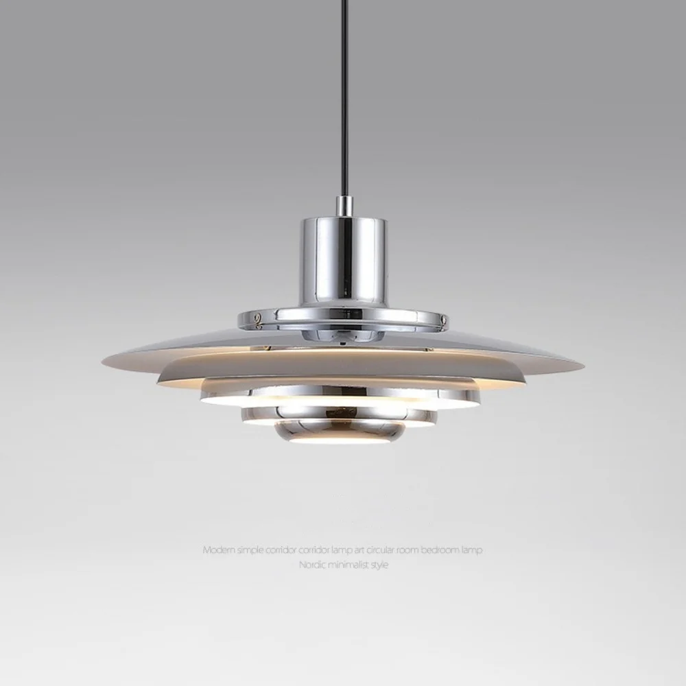 Multi Layer Pendant Light Modern Minimalist Silver Aluminum Pendant Lamp Bedroom Restaurant Bar Cafe Decor Lighting Fixtures