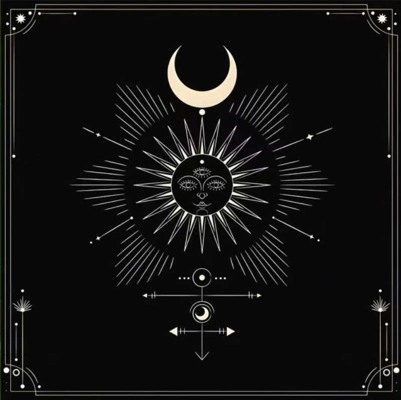 Wheel Of The Year Sun Moon Serpent Tarot Altar Cloth Divination Spread Mat Witchcraft Astrology Wiccan Home Decor