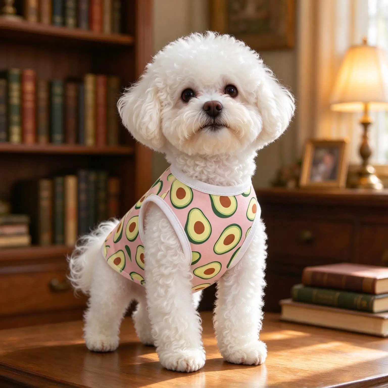 Pet Dog Cat Vest Pink Green Avocado Print Lightweight Sleeveless Shirt for Small Medium Pets Fresh Fruit Theme Daily Wear