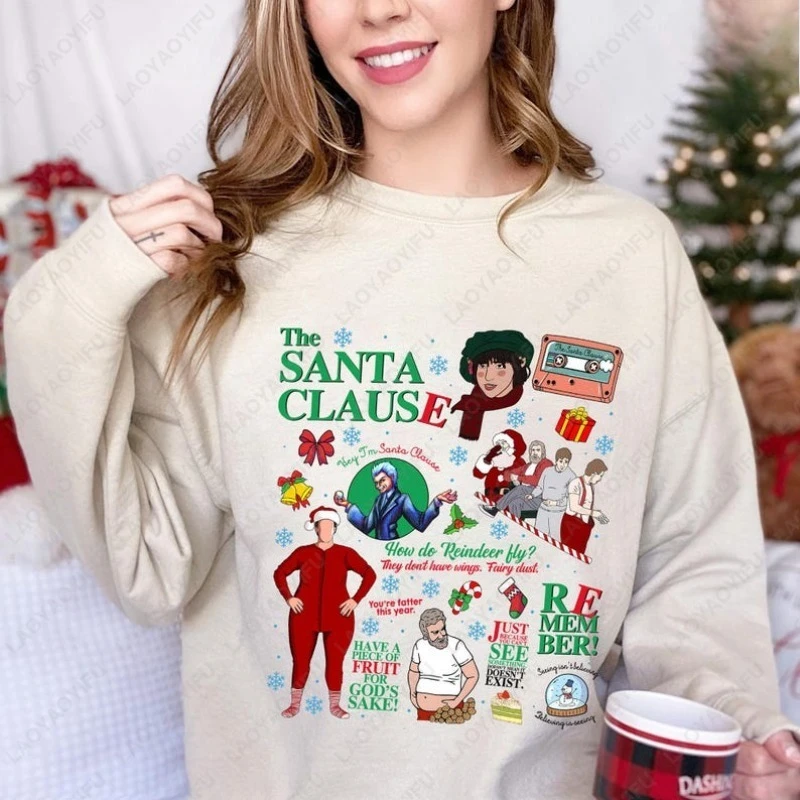

Santa Clause Christmas Movie Shirt Vintage 90s Christmas Movie Pullovers Funny Christmas Movie Quotes Sweatshirt Santa Xmas Tops