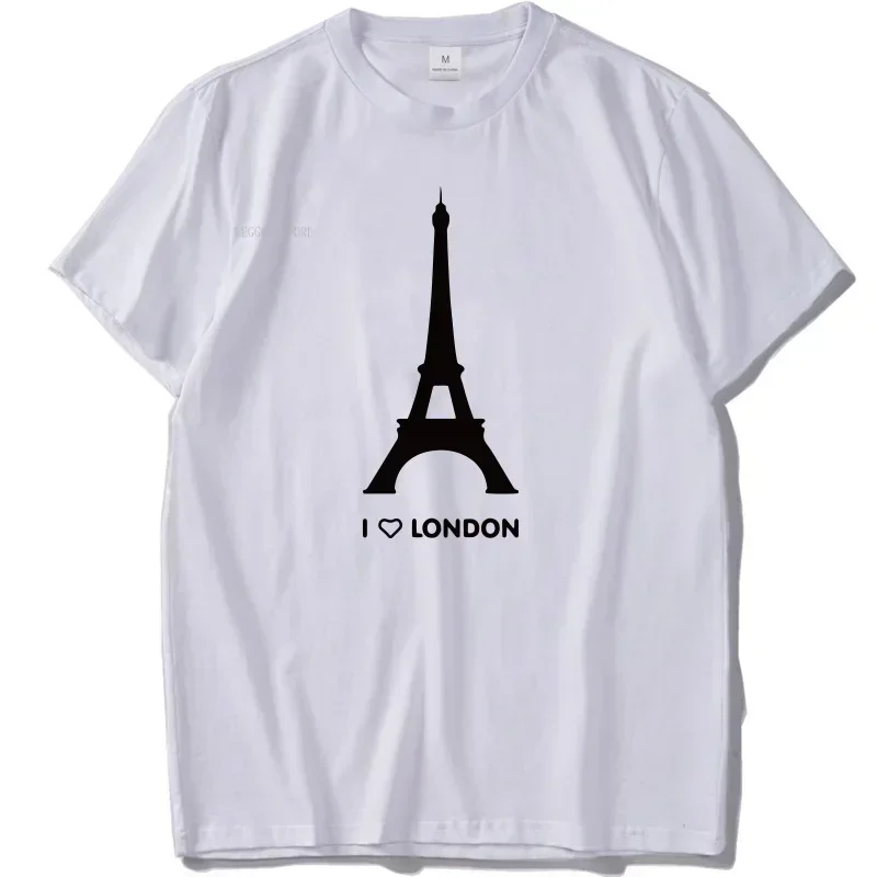 I Love London T Shirts Eiffel Tower Funny Design Double-Decker Bus British Flag Fashion Tshirt Homme Hipster Vintage Unisex Tops