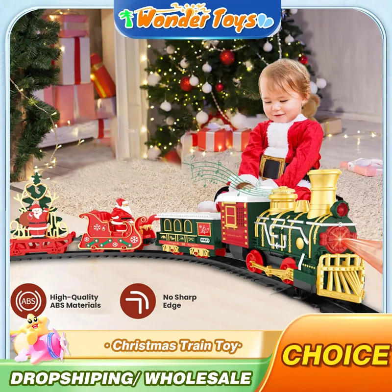 

Christmas Gifts Electric Classical Train Track Toy with Lights Music Children's Railway Locomotive Trucks Model Cars for Boys
