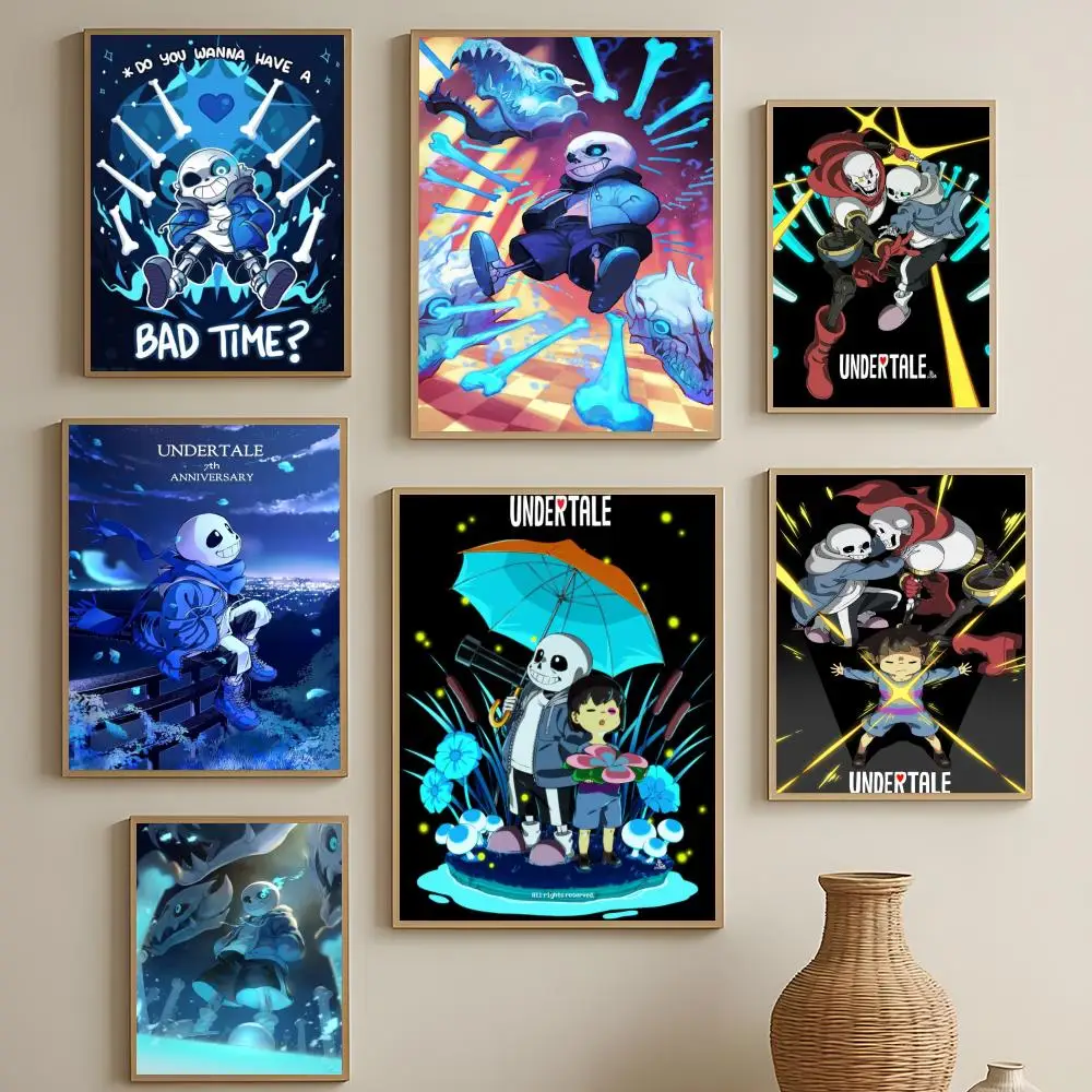 indie game Undertale Poster HD Self-Adhesive Waterproof Wall Art Easy to Apply Multi-Scene Decor