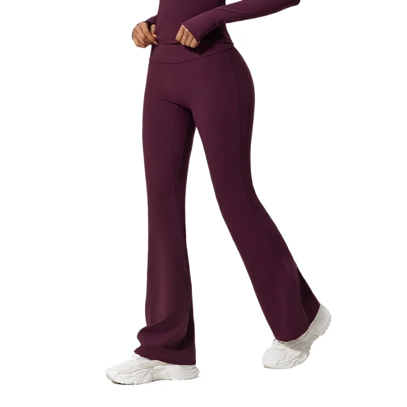 LezyanXR Wide Leg Tight Nude Hip Lift Yoga Flared Dance High Waist Fitness Pants Workout Clothes for Women Gym Sports Workout