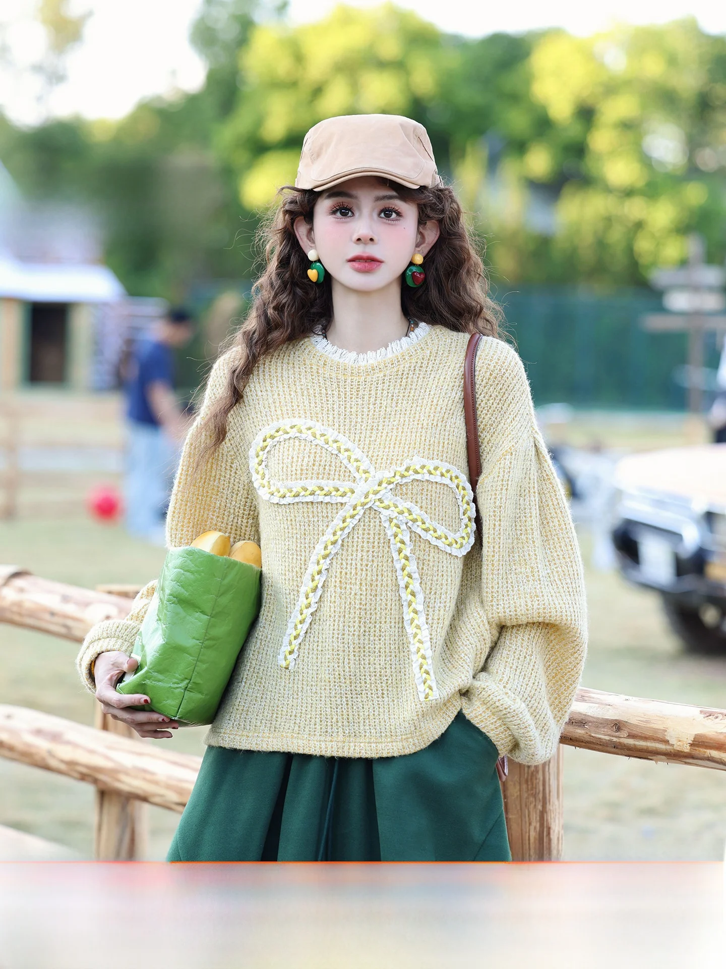 

Вязаный свитер Chen Jiajie в винтажном стиле, женский, свободного кроя, с узлом, универсальный, осенне-зимний, модный, женский трикотажный топ