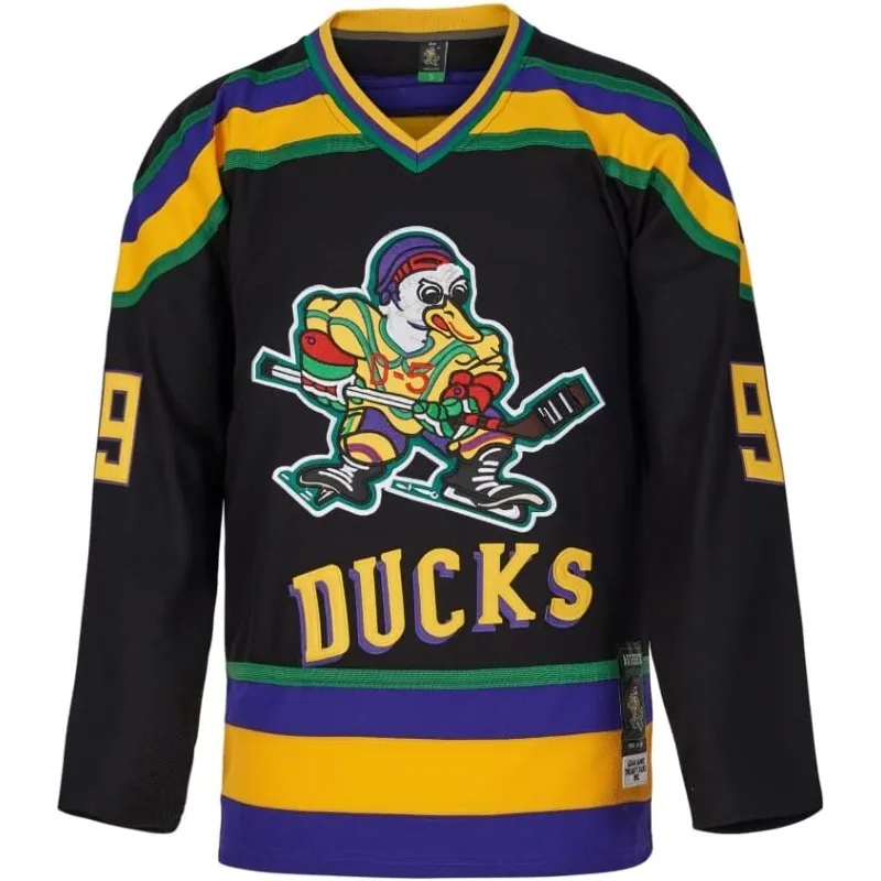 Ducks Inspired 99 Banks Ice Hockey Jersey 3D Print Long Sleeve V‑Neck Breathable Unisex Sports Fan Top for Adults Youth view 2