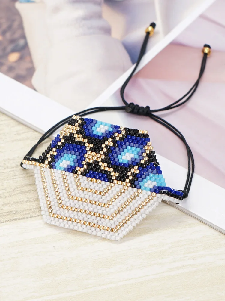 

ZGMXR Rice bead bracelet Geometry Leopard print Hexagon Hand-woven Fashion Simple Irregular Adjustable Bohemia Beaded bracelet