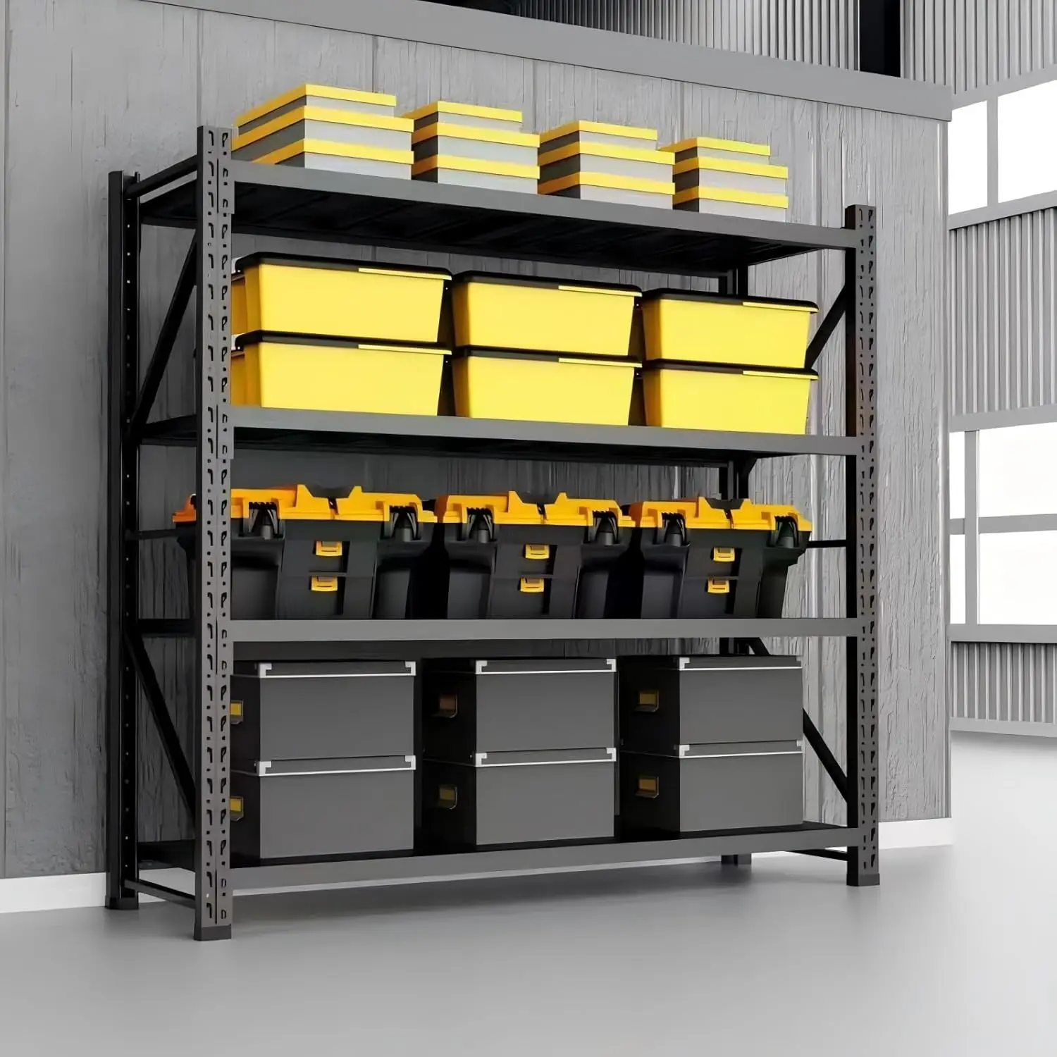 Metal Garage Shelving Units 4 Tier Storage Rack Shelf  Steel Industrial Shelving