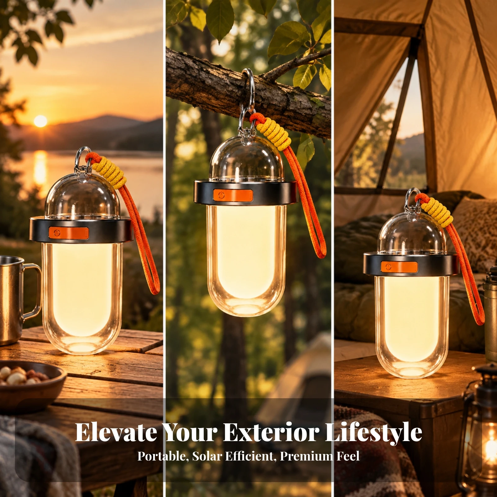 Camping Light Long-Lasting Camping Lantern Solar Lantern Compact for Campers, Tents, Emergencies