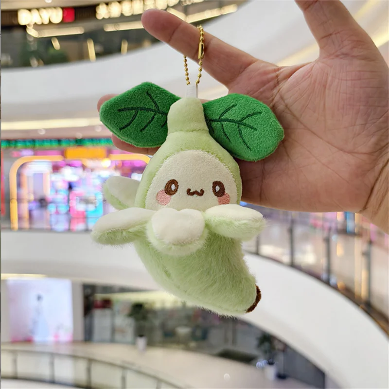 Niedlicher, hautfarbener Bananen-Plüschpuppen-Anhänger mit Blättern, Cartoon-Taschen-Schlüsselanhänger, kreatives Stofftier, Großhandel, 12 cm