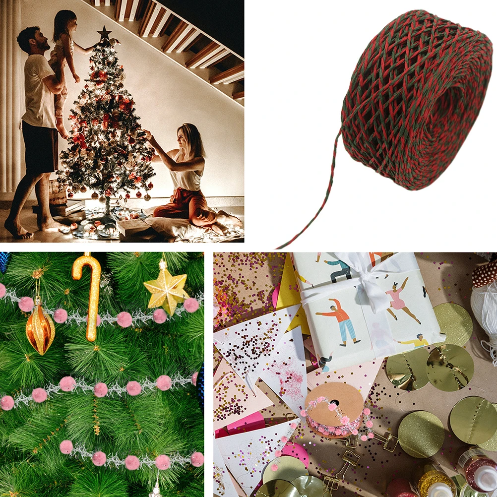 

Christmas Paper Rope Craft Twine Holiday Ribbons Wrapping Twines Cords for Gift