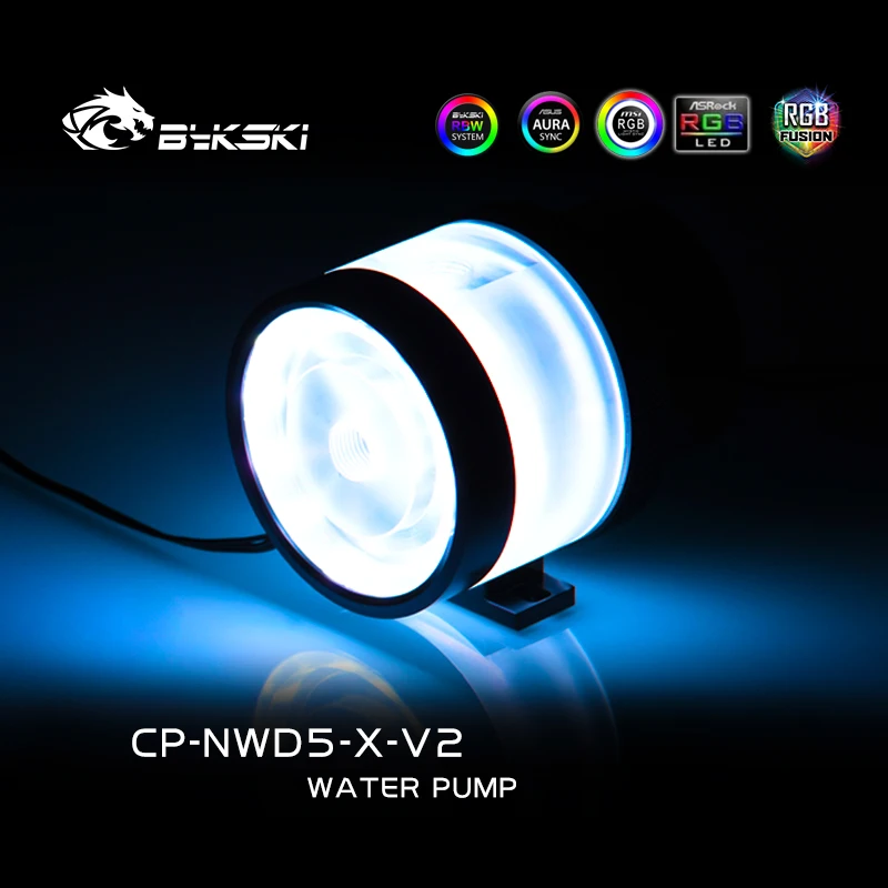 Imagem -05 - Bykski-symphony Luminous Water Cooling Pump pc d5 Elevação Máxima de Fluxo 3.8m 1100l h 5v Argb 12v Rgb Cp-nwd5-x-v2