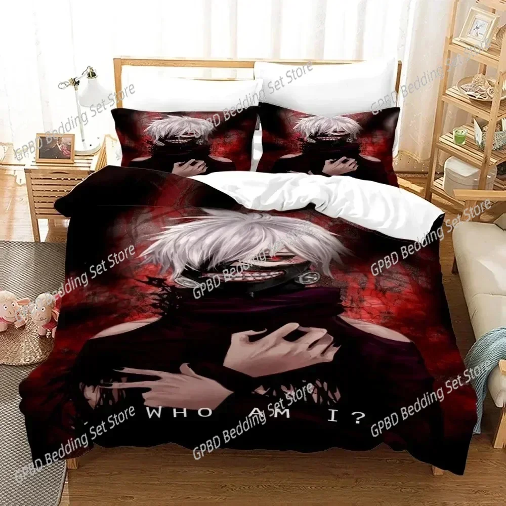 New 3D Print Anime Tokyo Ghoul Comfortable Duvet Quilt Cover Pillowcase Bedding Set Children Bedroom Decoration Home Textile