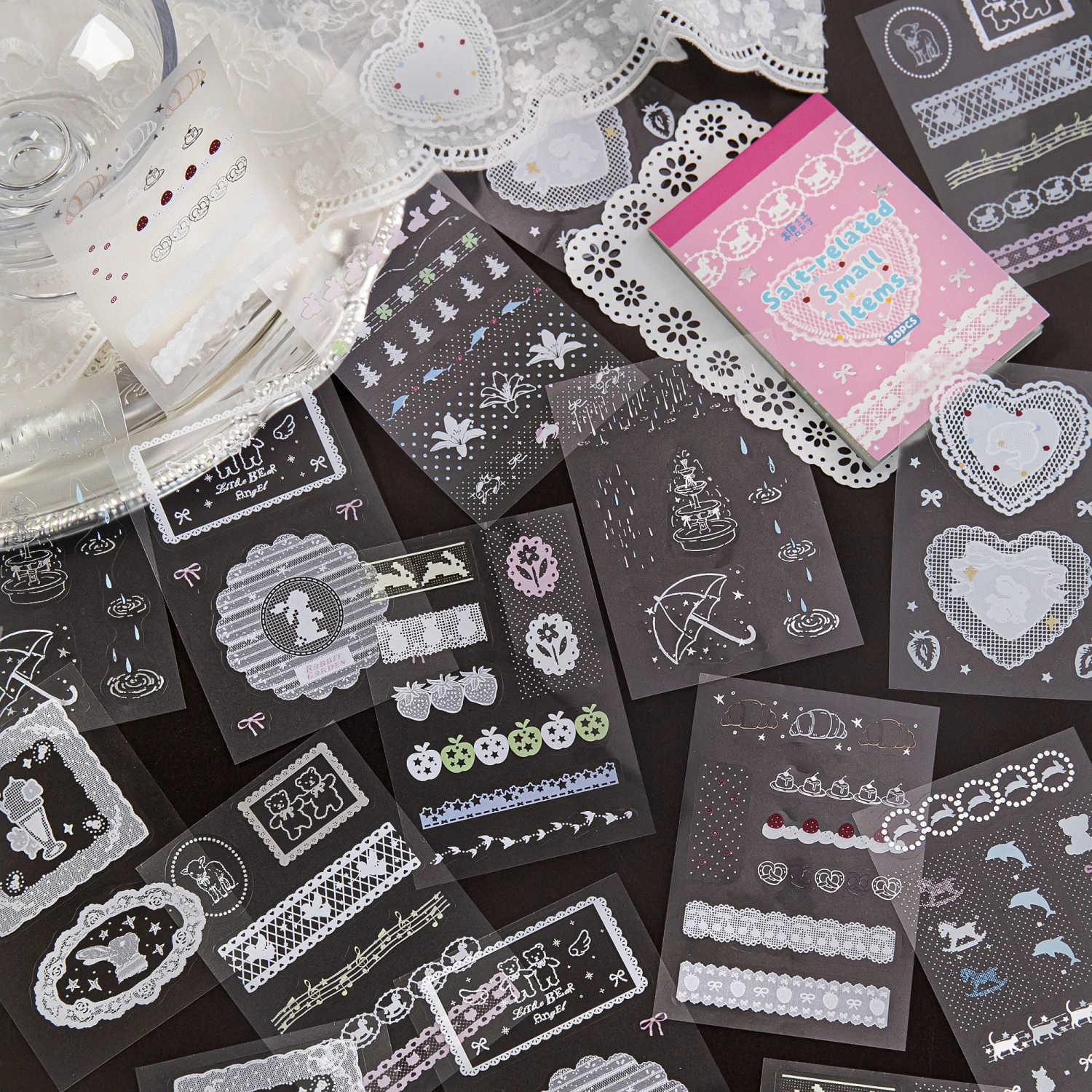 

20sheets Sugar Diary Series Ins Grid Line Wave Point Small Item PET Die Cutting Stickers Book DIY Scrapbook Aesthetics