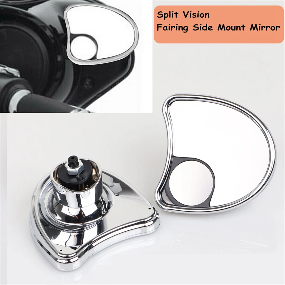 مرايا جانبية مثبتة على شكل جناح الخفّاش الداخلي من الكروم مع نقاط أعمى لدراجة Harley Touring