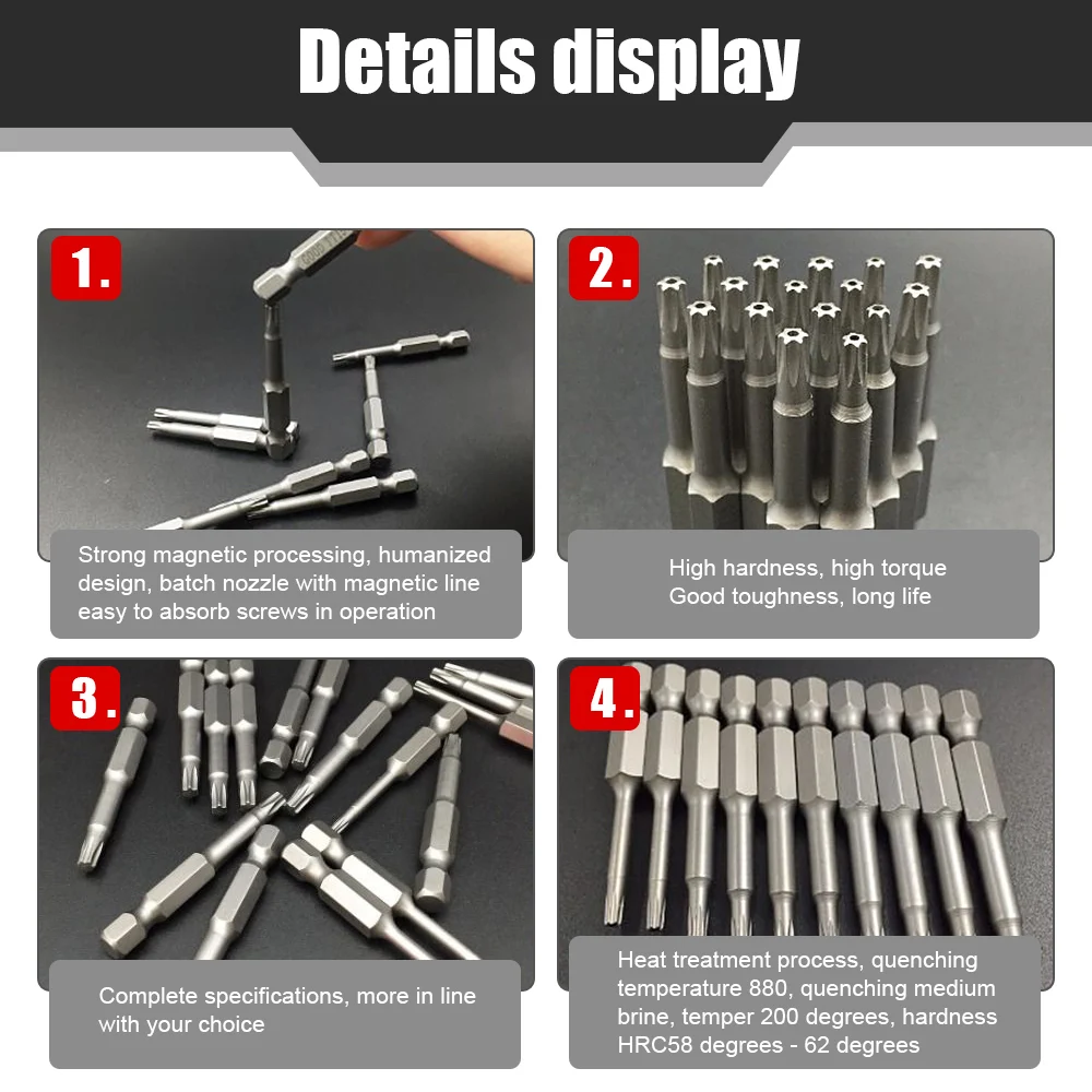 Set di punte per trapano a brugola con testa esagonale da 1/4 "punte per cacciavite a brugola metriche punta lunga per cacciavite a chiave esagonale con punta magnetica