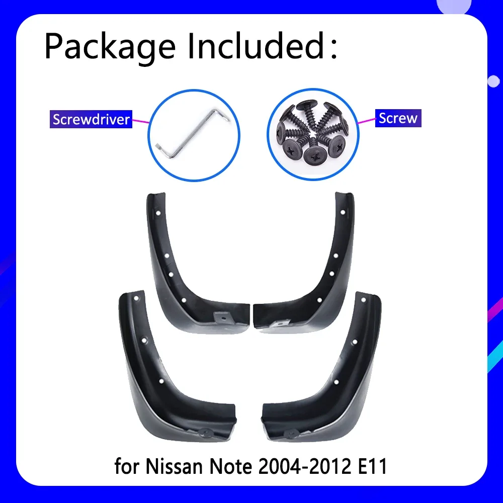 Mudguards fit for Nissan Note 2004~2012 E11 2005 2006 2007 2008 2009 2010 Car Accessories Mudflap Fender Auto Replacement Parts - view 3