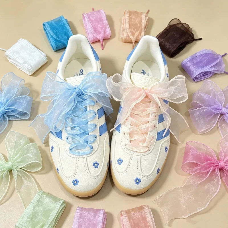 New Width 4cm Lotus Leaf Snow Gauze Shoe Laces Sports Casual Sneakers Shoelaces Black White DE Training Flat Shoestrings