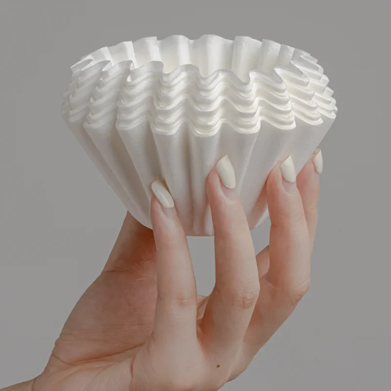 50 adet 1-2 Bardak Sepeti Kahve Kağıt Filtre Filtre Kağıtları Üzerine Dökün B75 Kahve Damlatıcı Sepeti Damlatıcı Kahve Filtre Kağıdı Uyar