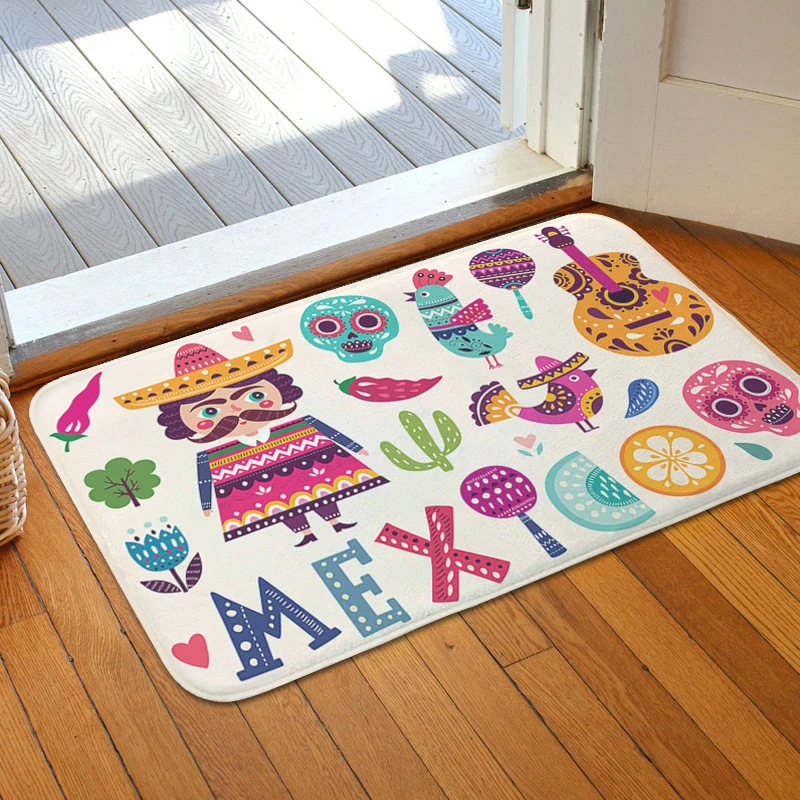 

Mexican Style Main Door Entry Mat Non-slip Porch Hallway Living Room Floor Carpet Bedroom Bathroom Rug Slip-resistant Home