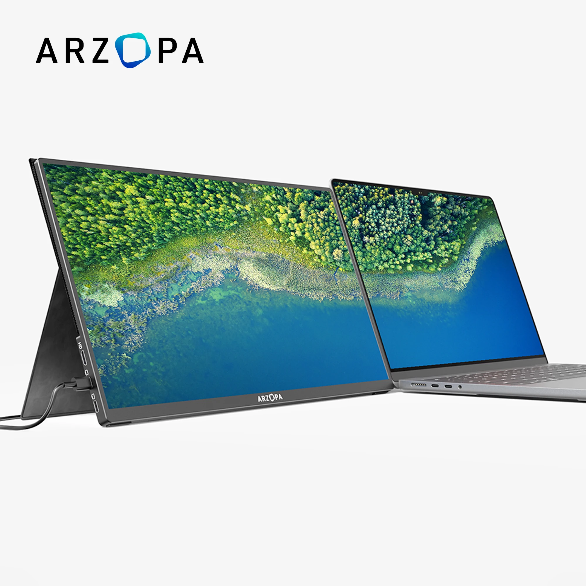 Arzopa Outdoor Business Travel Display 17.3 Inch Mobile Extender Triple Multi Laptop Triple Screen Portable