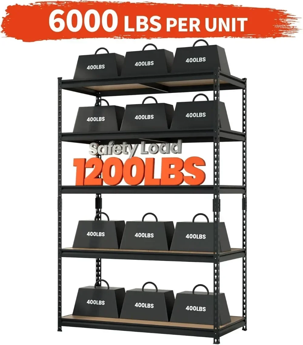 6000 Lbs Heavy Garage Shelving 5-Tier Boltless Steel Storage Rack 48 x 24 x 72
