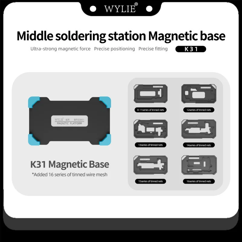 WYLIE K31 For iPhone X-16PRO MAX Motherboard Middle Frame BGA Reballing Stencil Platform Mid-Layered Tin Template Soldering Kits