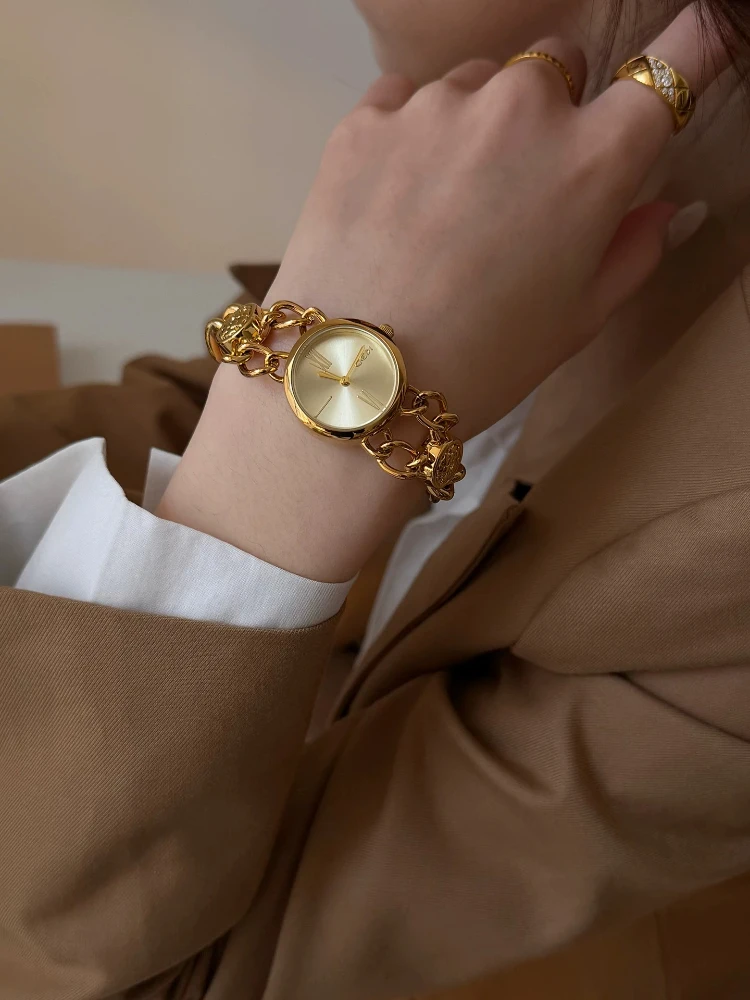 Elegant Minimalist Gold 22mm Women Quartz Watch Waterproof Light Luxury Formal Gown Party Wristwatch Gift Box Set for Her Gift