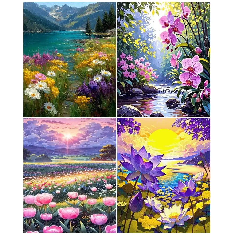 GATYZTORY Painting Kit By Number Decorative Classic scenery Flower Drawing Wall Art Picture Paint