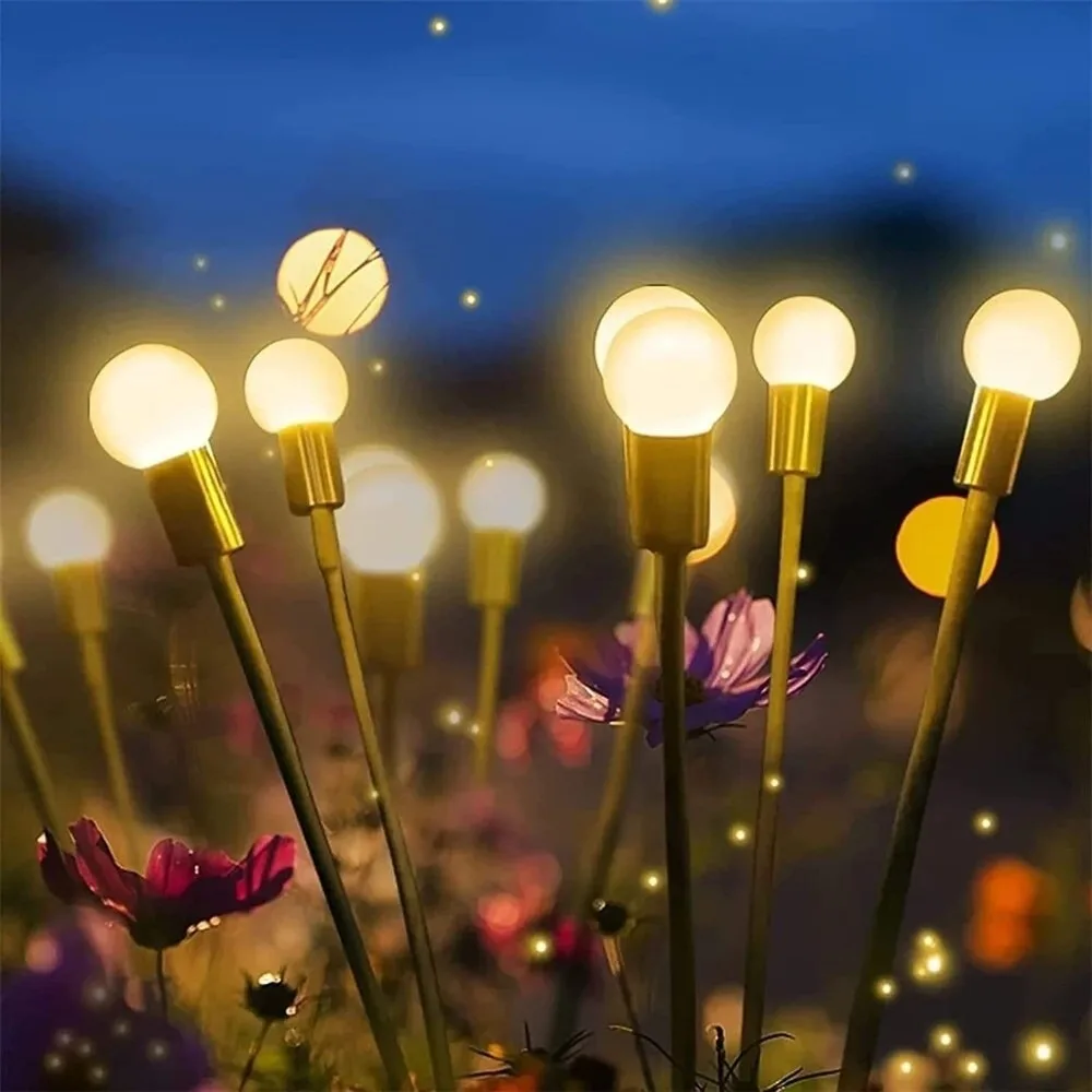 Waterproof Solar Powered Garden Lights Swaying New Upgraded Outdoor Garden Lights 6/8/10 LED Vibrant Solar Garland Lights