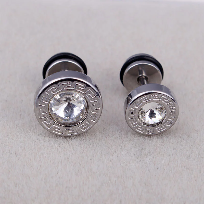 Texture And Zircon Titanium Steel Men And Women Stud Earrings Wholesale Hot Sell Europe Fashion Retro Earrings Jewelry Wedding