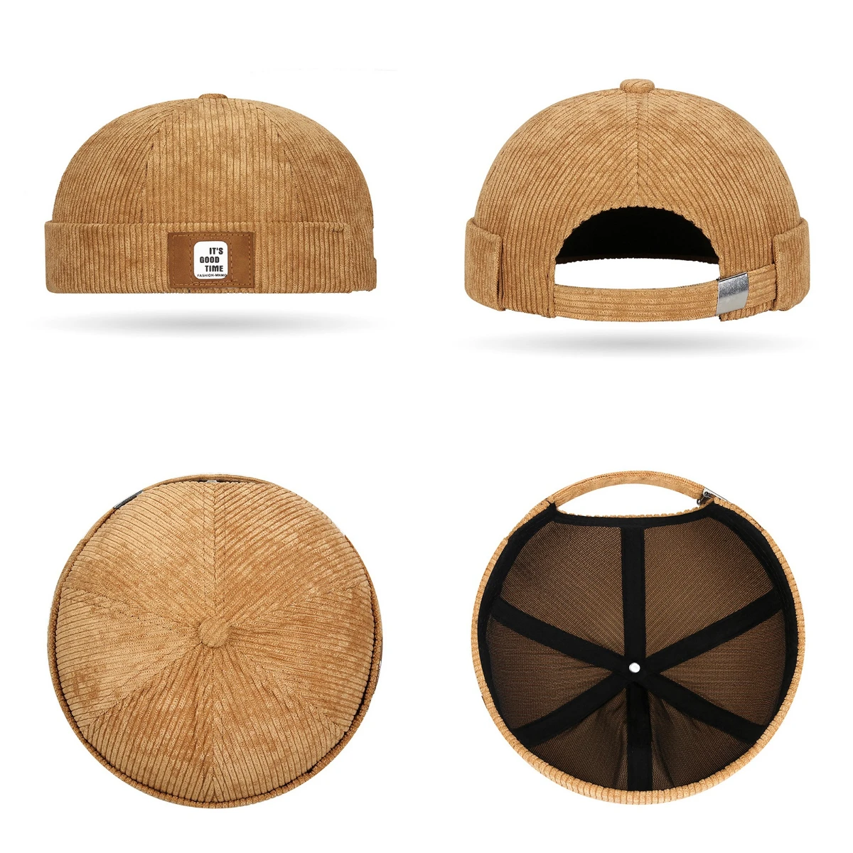 

Вельветовая однотонная кепка без полей, купольная кепка с дыней, регулируемая шляпа владельца, шляпа из кожи Гуа, ретро уличная винтажная кепка-докер унисекс