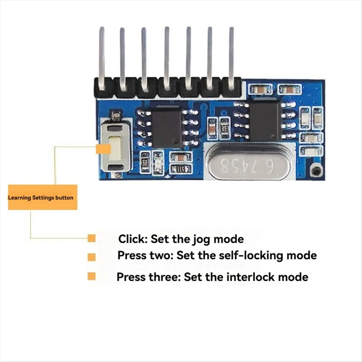 A69ZBG! Receiver Module Transmitter Decoding Receiver Jog Self-Locking Interlock Controller Module 433Mhz with Remote Control